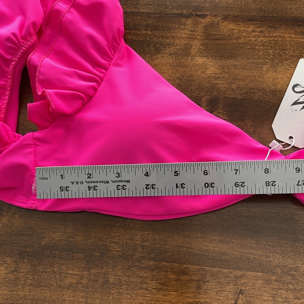 Sporlike Women’s Pink Ruffle Shoulder Tie Back Two Piece Bikini Swimsuit - XL - Picture 13 of 15